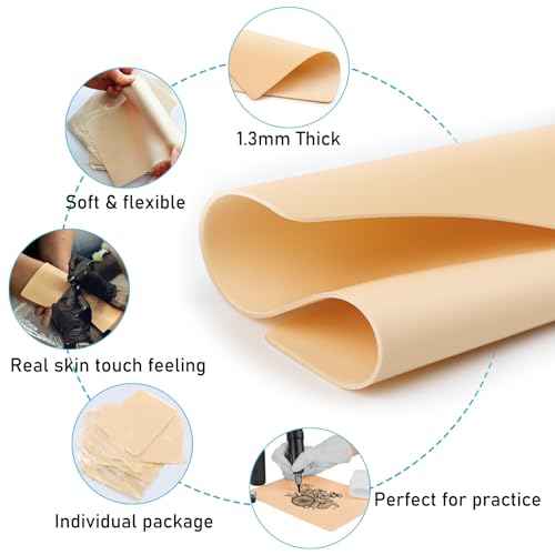 30Pcs Tattoo Practice Skin Kit with Transfer Paper - Yugui 10pcs Professional 1.3mm Fake Skin & 20pcs Premium Tracing Stencil Paper Set for Beginners to Artists Kits Supplies