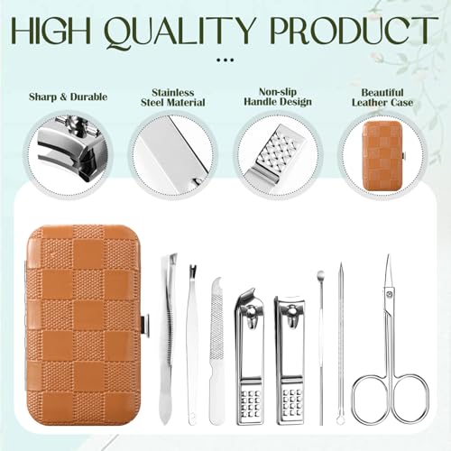 24 Sets Manicure Pedicure Bulk Gifts Professional Nail Care Gifts, Travel Nail Clippers Kit 8 in 1 Stainless Steel Pedicure Set with Case Portable Grooming Kits for Women Men(Classic)