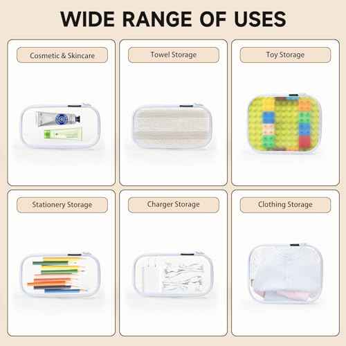 3 Pack Clear Hard Shell Zipper Case - Clear Waterproof Cosmetic Bag with Zipper, Kid's Toy Storage Organizer Bins, Charging Cables, creative journaling, painting brushes, Threads,Sketch Supplies