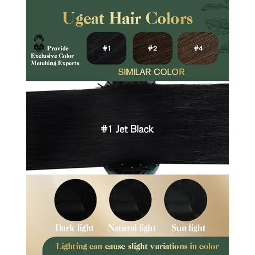 Ugeat Jet Black Clip in Hair Extensions Human Hair 18 Inch Real Hair Clip in Extensions for Beginner Real Human Hair Clip ins No Glue Needed 7pcs 120g Jet Black
