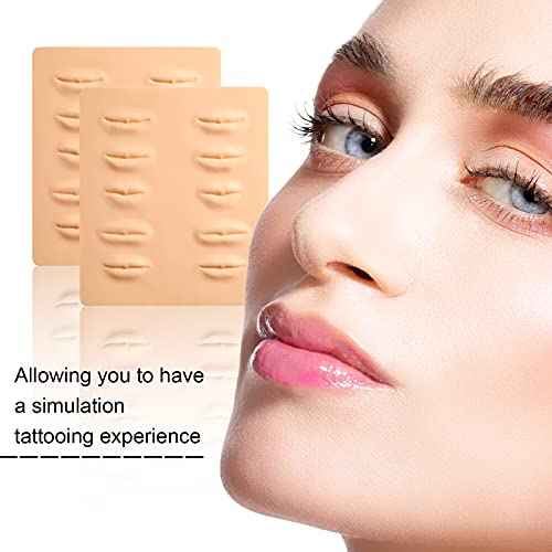 3 Pieces Tattoo Practice Lips Microblading Practice Skin 3D Silicon Fake Lips Permanent Makeup Tattoo Skin for Beginners CosmeticTraining