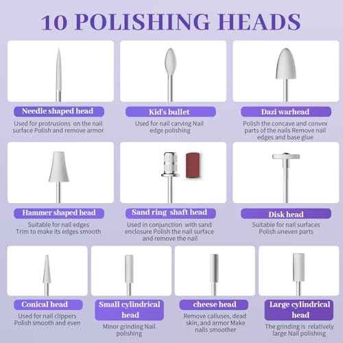 Aleanu Professional Manicure Pedicure Kit - 10 Speeds Cordless Nail Drill?Rechargeable Pedicure Tools for feet, Nail Drill for Thick Nail Toenail Cuticle Women Men Baby Pets(Purple)