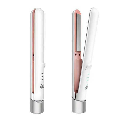 Cordless Hair Straightener, Portable Mini Flat Iron Hair Straightener for Travel, 20s Fast Heating, USB-C Rechargeable, Hair Straightening and Curler 2 in 1 for Women (White)