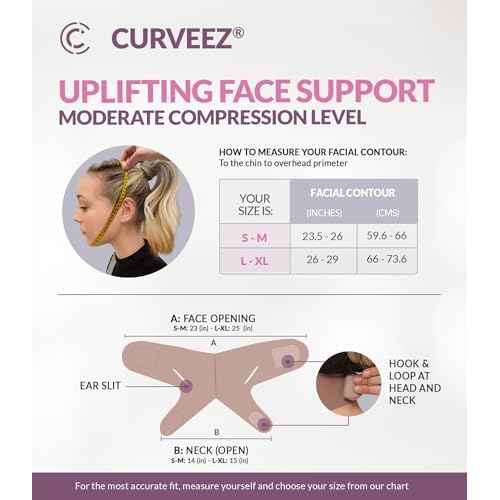 CURVEEZ Face Toning Belt Post Surgery Lipo Compression Chin Strap For Women | Faja Mentonera Reductora para Papada Y Cuello | For Use After Face and Chin Surgery