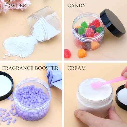 16 Pack 4oz Plastic Containers with Lids, Jars with Lids, Great for storing,lip balms, creams, ointments, cosmetics, samples