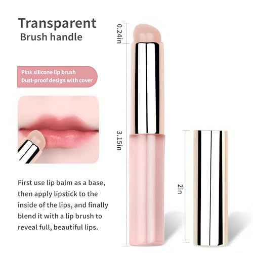 2pcs Silicone Lip Brush, Suitable for Even Application of Lipstick Lip Balm Lip Gloss, Soft Silicone Material, Hygienic, Convenient and Easy to Clean, Enhances Lip Care (Prink)