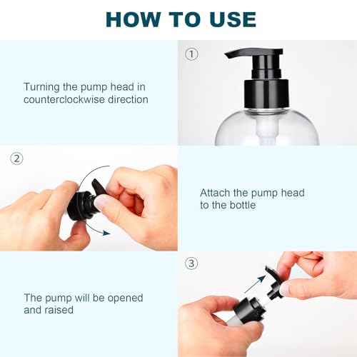 Empty Plastic Pump Bottles Dispenser 2 Pack Clear Refillable Pump Bottle for Shampoo, Liquid Soap, Massage Oil