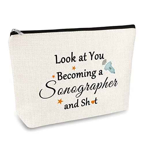 Sonographer Gift Makeup Bag Ultrasound Tech Gift Sonography Tech Gifts Cosmetic Bag Radiologist Gift Christmas Birthday Gifts for Women Sonographer Radiologist Graduation Gift Travel Toiletry Bag