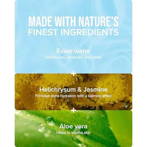 Evian Calm Facial Mist | Hydrating Mineral Water Face Spray with Aloe & Jasmine | Calming Toner Mist for Sensitive Skin | Travel Facial Spray to Hydrate, Refresh, & Calm Skin Anytime