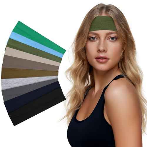 10 PCS Headbands for Women - Fashion Non Slip Cotton Headbands for Women and Men Perfect for Sports and Outdoor Activities in Summer,Including Running, Yoga, Cycling, Gym Workouts
