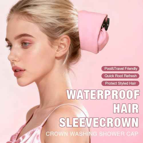 Waterproof Hair Sleeve for Long Hair, Crown Washing Shower Cap Ponytail,Waterproof Hair Sleeve Reusable Ponytail Bathing Hat, A Quick Root Refresh Shower Hair Wash Accessory for Your Pony Tail (1 PCS)