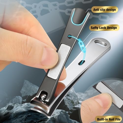 Toenail Clippers&Nail Clippers for Seniors Thick Nails - Professional Nail Clippers Set for Men/Women, Manicure Kit with Angled Head, Stainless Steel Toe Nail Cutter, Gift Idea