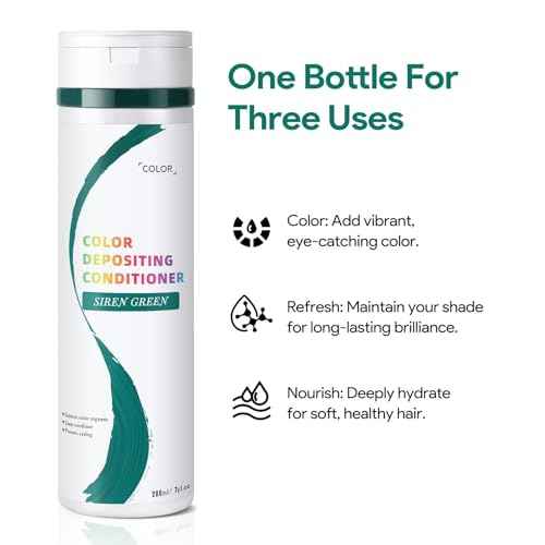 Color Depositing Conditioner, Semi Permanent Hair Color - In-Shower, Temporary Hair Color, Free of Damaging Chemicals, 7 Fl Oz, Green