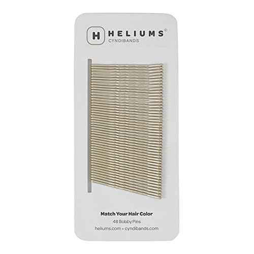 Heliums Bobby Pins - Light Ash Blonde - 2 Inch Wavy Hair Pins, Matte Metallic Color Blends with Light Ash Blonde Hair, 48 Count