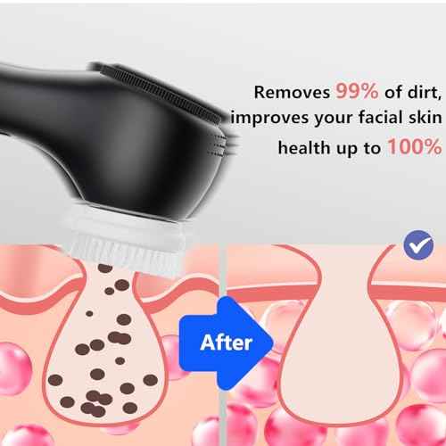 Vibrating and Rotating Face Scrubber, Waterproof Rechargeable Facial Cleansing Brush, 8 Modes Face Brush for Exfoliating and Massaging, for Removing Blackhead£¨Matte Black£©