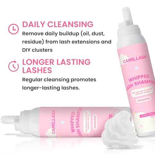 Whipped Lash Cream Shampoo Unscented Foam Cleanser | 100ml Eyelash Extension Cleaning Bath Kit | Salon&Home Use