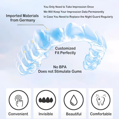 Custom Night Guard, Custom Mouth Teeth Guards Against Teeth Grinding/Clenching Dental Retainer for TMJ Relief and Bruxism (One Upper Guard)