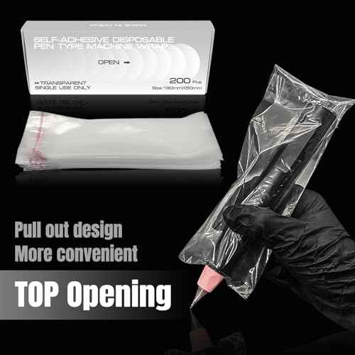 200Pcs PMU Pen Machine Covers Sleeves Tattoo Machine Protect Film Bag Disposable for Tattoo Cartridge Machine Gun Grips, Derma pen Microneedling (Clear)