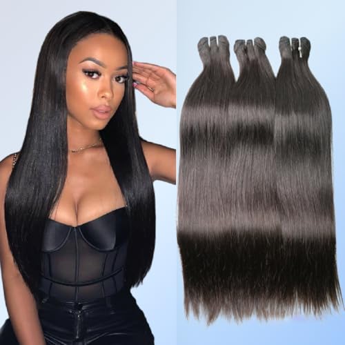 12A Human Hair Bundles Brazilian Straight Hair Bundles 18 20 22 Inch Brazilian Virgin Human Hair Weave Bundles For Black Women Straight Bundles Human Hair Extensions Natural Black Color