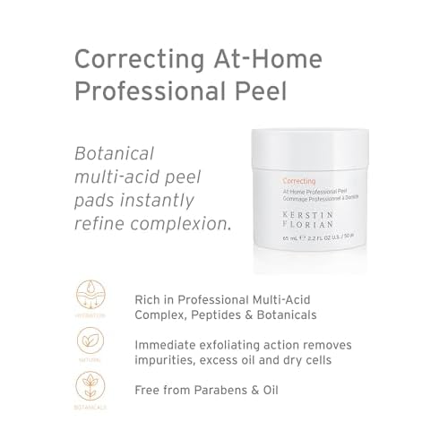 Kerstin Florian Correcting At Home Professional Peel | Glycolic & Lactic Acid Exfoliating Pore Pads (50 individual pads)