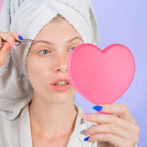3 Pcs Handheld Heart Mirror Cute Plastic Heart Shaped Mirror with Handle Gifts for Women Her Birthday Party Favor Cosmetic Travel Makeup