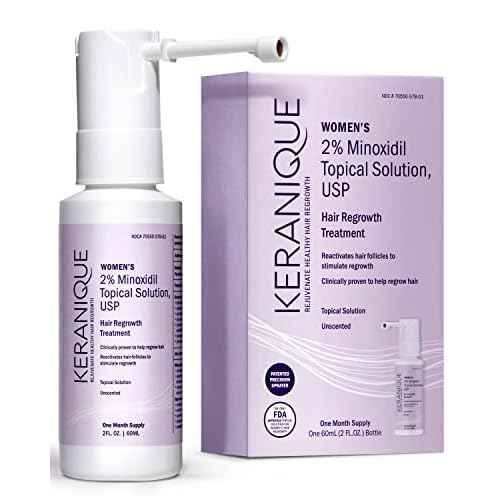Keranique Hair Regrowth Treatment for Women - 2% Minoxidil for Hair Growth & Thickening - Topical Solution Scalp Treatment for Hair Loss & Thinning w/ Precision Spray Applicator - 2 Fl Oz