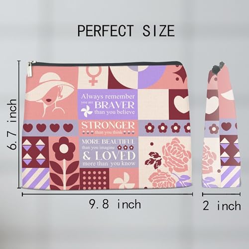 Inspirational Makeup Bag Always Remember You Are Braver Than You Believe Cosmetic Bag Encouragement Gifts for Women Teen Girls Sister Daughter
