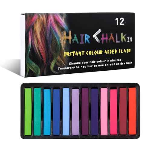 Temporary Hair Chalk Comb Hair Color Dye for Girls Kids, Washable Hair Chalk for Girls Age 4 5 6 7 8 9 10-12 Birthday Christmas Cosplay Hair DIY Party (12 Colors)