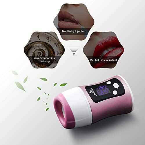 Lip Plumper - Lip Suction Booster Automatic, Intelligent Control (Time, Sucking), Digital Display, Charging via USB, Standing Design Lip Filler for Lip Make-Up (Bonus Sponge Pad Included)
