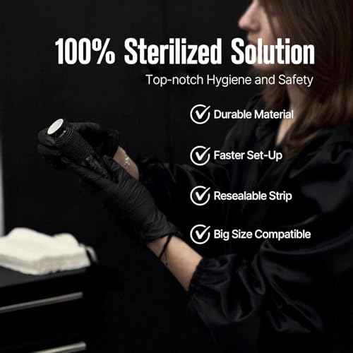 250pcs Sealable Large Tattoo Machine Covers with Grip Tape - 2.56 x 7.87" Tattoo Pen Covers & 4pcs Grip Wrap, Tattoo Setup Kit for Pen Machine - Pro Tattoo Supplies & Accessories (250pcs+4pcs Clear)