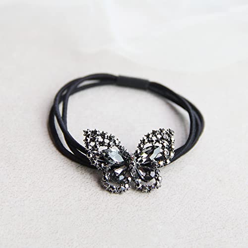 6Pcs Korean Fashion Scrunchies Rhinestone Crystal Butterfly Hair Ties Three Layers Hair Bands Accessories for Women Girls Ponytail Holder mix colors