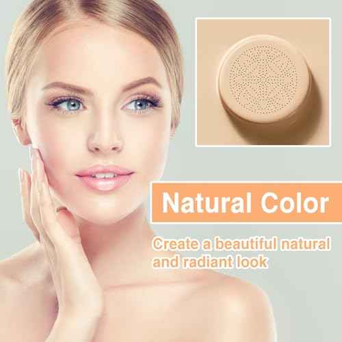 2Pcs Mushroom Head Air Cushion CC Cream, Long Lasting Oil Control BB Cream for All Skin Types, Moisturizing Foundation Face Makeup Set with Foundation Brush £¨#Natural£©