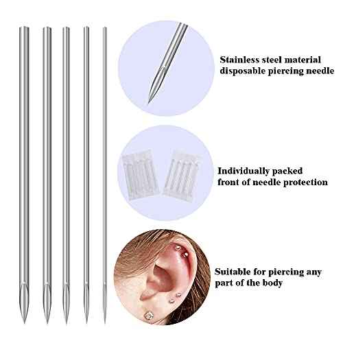 Piercing Needles - LQ 100Pcs 16G Body Piercing Needles Disposable Professional Piercing Needles for Body Ear Navel Nose Lip Nipple (16G 100PC)