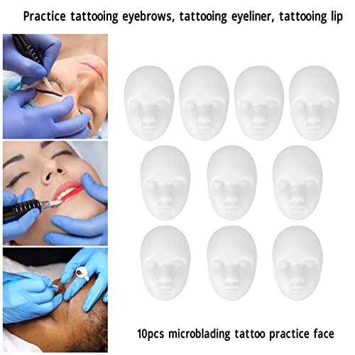 Silicone Fake 10pcs 3D Microblading Practice Face Model Soft Training Skin Head for Beginners Artists White