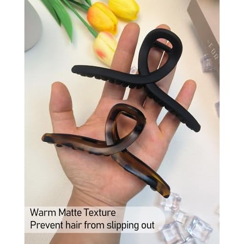 5 Inch Extra Large Claw Clips, 13 cm No Slip Matte Jumbo XL Hair Clips for Thick Long Curly Hair, Big Hair Claw Clips, 2 Pack
