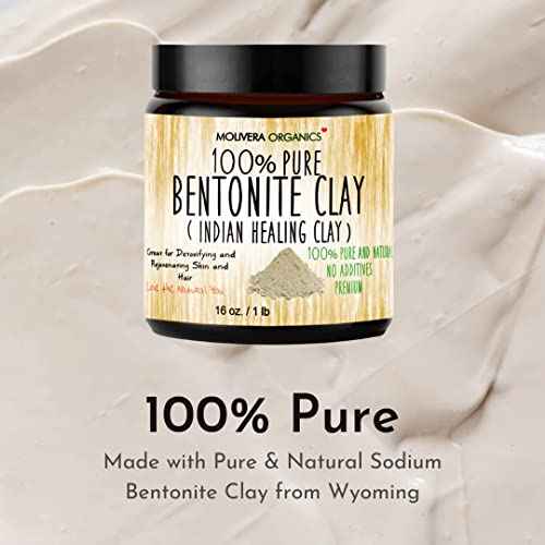 Premium 1 lb Bentonite Clay Pure, Natural Detoxifying Clay for Face Masks, Hair Care & More - Best Healing Clay - USA Made