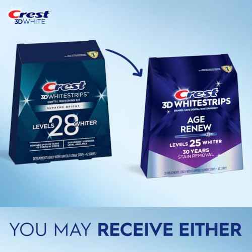 Crest 3D Whitestrips Age Renew ? Teeth Whitening Kit, 21 Treatments, Each with 1 Upper/1Lower, 42 Strips ? Crest 3DWhite Teeth Whitening Strips