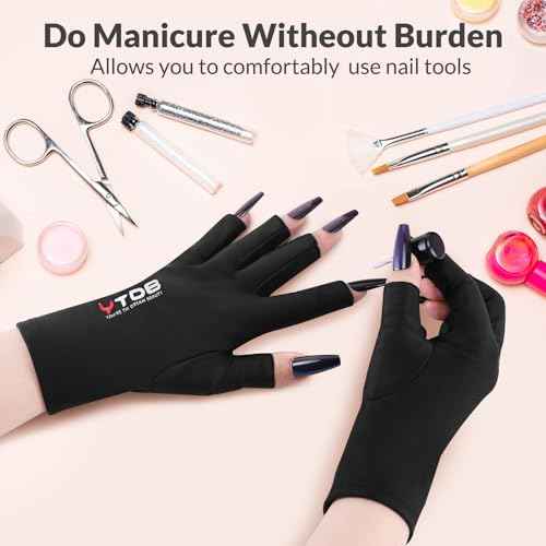 Fingerless Gloves, UV Protection Gloves for Women, Ideal for Gel Manicures and UV Light for Nails, Lightweight and Stretchy Fabric