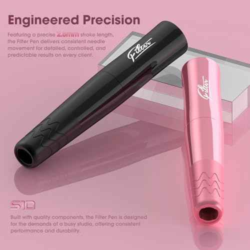 Filter Tattoo Gun - Permanent Makeup 2.8mm Stroke Machine with 2Pcs Battery Power Supply Lightweight Tattoo Pen for Beginners and Women Artists (S10 Pink)