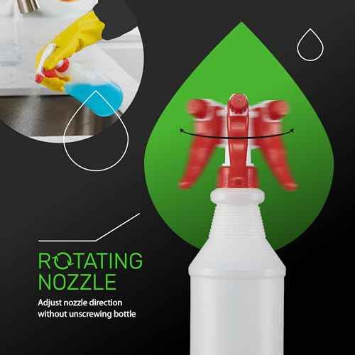 SUPER+ 4 Pack Plastic Spray Bottles 24 OZ ? Leak Proof, Adjustable Nozzle, Empty Spray Bottles For Cleaning Solutions, Plants, Pet, Or Diy Spray Bottle (4)