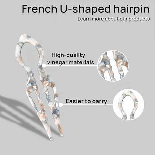 Prestige Hair Pins,French U-Shaped Hair Pin 3Pack Elegant Women Hair Accessories Suitable for Thick or Thin Hair (Dark brown, Light yellow, Dark gray)