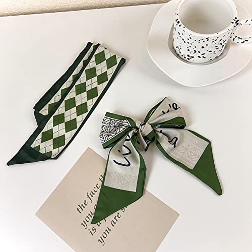 NCDUANSAN Retro small silk scarf girl heart spring and summer narrow ribbon headband headband bag long scarf headdress