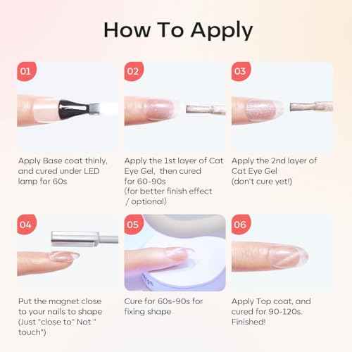 Modelones Cat Eye Gel Nail Polish Set, Holographic Glitter 6 Colors with Magnet, Sparkle Galaxy Series Nude Pink Gel Polish, Soak Off Led Gel Polish Kit, Nail Art, Salon DIY Gifts