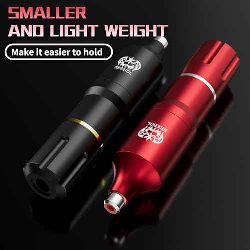 Neebol Wireless Tattoo Gun Kit, Rotary Tattoo Pen with 1500mAh Battery, Screen Display, 20 Cartridge Needles, 10 Inks, Complete Tattoo Gun Kit for Beginners and Professionals, Cordless Machine, Red
