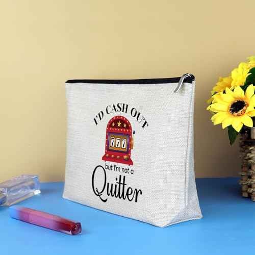 Funny Gambling Gifts Casino Lover Gift for Women Makeup Bag Slot Machine Cosmetic Bag Retirement Christmas Birthday Gifts for Gambler Friend Mom Grandma Aunt Coworkers Sister Travel Makeup Pouch