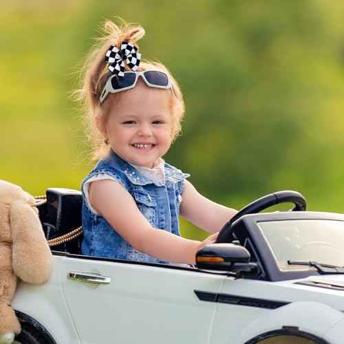 2pcs Racing Checkered Flag Bow Clips, Hair Bow Clip Black and White Racing Fan Pigtail Hair Clips Hair Accessories Racing Checkered Styling for Kids Women Girls Thick Thin Hair