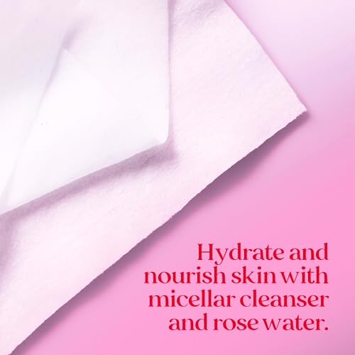 Burt¡¯s Bees Micellar Rose Water Facial Towelettes, 100% Plant Based Cloth; 99% Natural Origin; Remove Makeup, Cleanse, Hydrate; No Greasy, Oily Residue; All Skin Types (Pack May Vary)