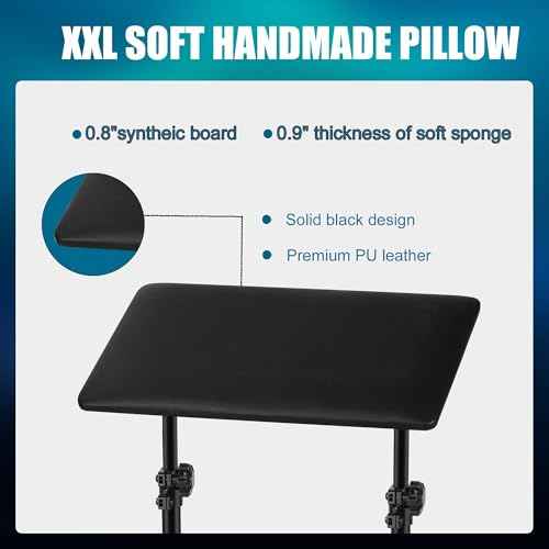 POARMEEY XXL Tattoo Arm Rest Stand Professional Tattoo Armrest with Large Soft Pillow and Adjustable Hight Angle for Studio