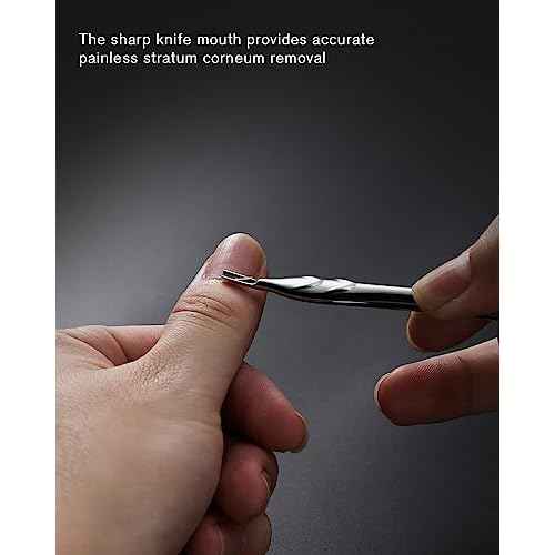 FERYES Cuticle Pusher with Fork, 2-in-1 Cuticle Trimmer Nail Care Tool, Stainless Steel Cuticle Remover Tool for Manicures and Pedicures - Silver