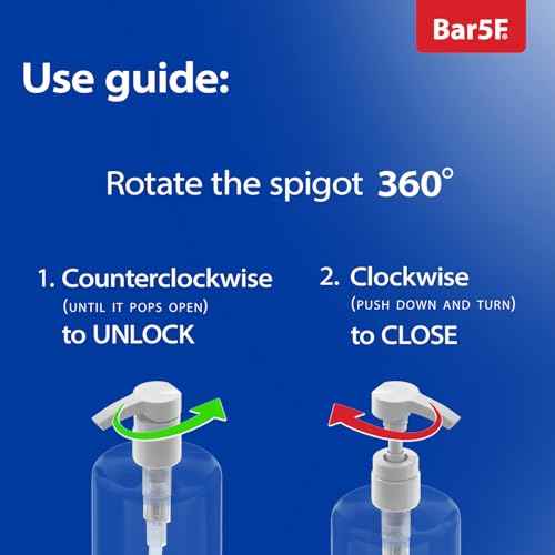 Bar5F Pump Bottle 32-Ounce 1-Liter Empty for Shampoo Conditioner Body Wash Lotion BPA-Free Crystal-Clear (Pack of 1)